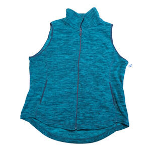 OLD NAVY Teal Marled Full Zip Sleeveless Light Fleece Vest Women's Size XXL NEW